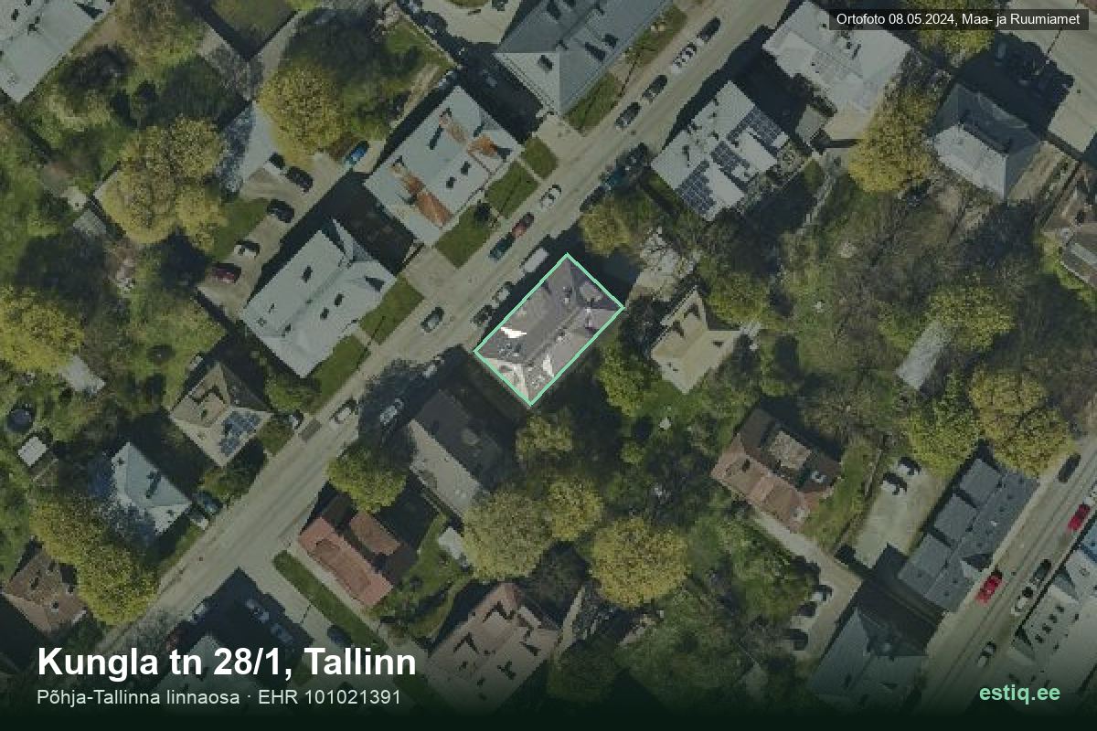 Kungla tänav 28/1, Tallinn – hoone aerofoto, kontuur ehitisregistri (EHR) andmetest