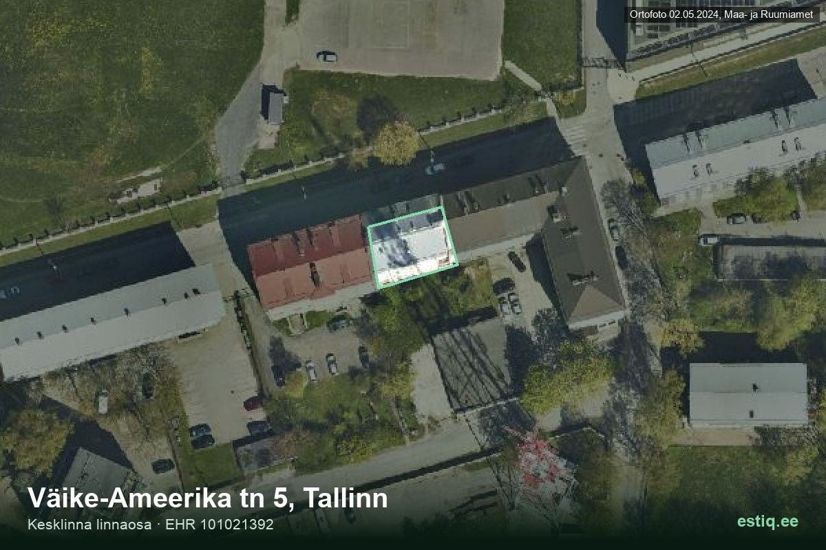 Väike-Ameerika tänav 5, Tallinn – aerial photo of the building, outline from the Building Register (EHR)