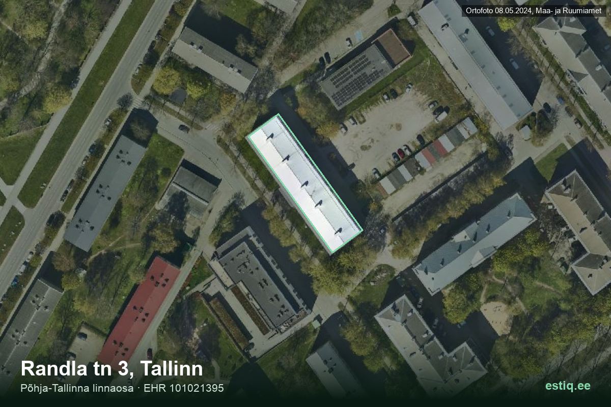 Randla tänav 3, Tallinn – hoone aerofoto, kontuur ehitisregistri (EHR) andmetest