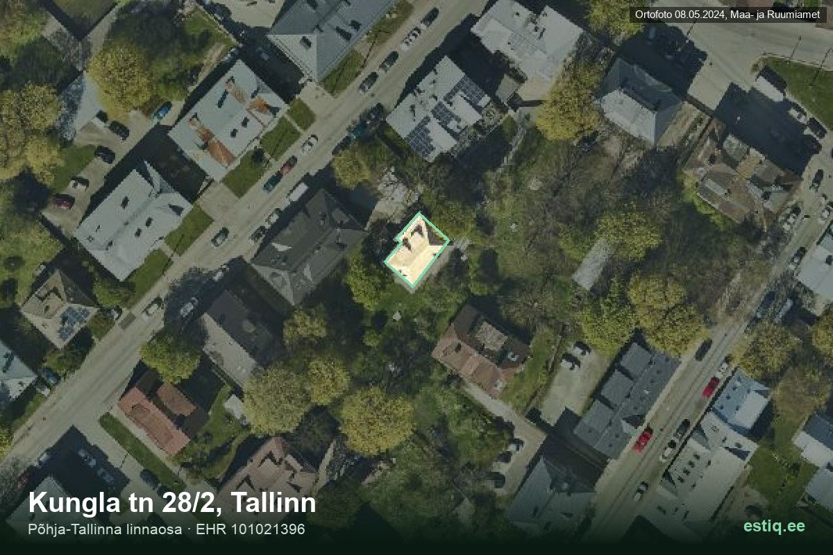 Kungla tänav 28/2, Tallinn – hoone aerofoto, kontuur ehitisregistri (EHR) andmetest