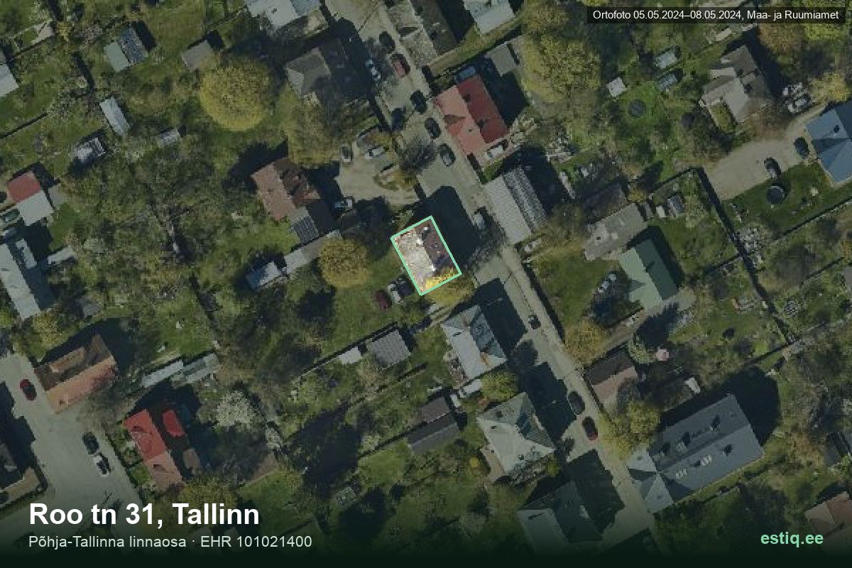 Roo tänav 31, Tallinn – ilmakuva rakennuksesta, ääriviiva rakennusrekisteristä (EHR)