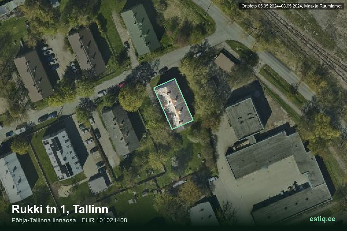 Rukki tänav 1, Tallinn – hoone aerofoto, kontuur ehitisregistri (EHR) andmetest