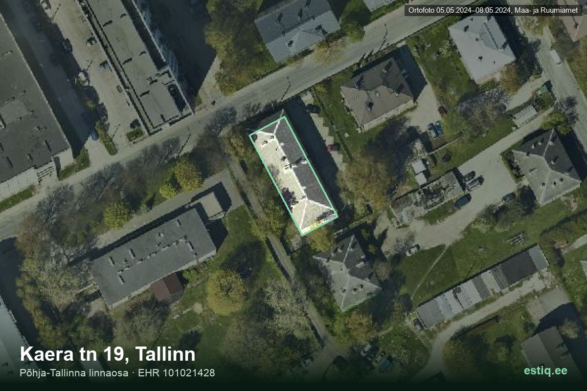 Kaera tänav 19, Tallinn – hoone aerofoto, kontuur ehitisregistri (EHR) andmetest