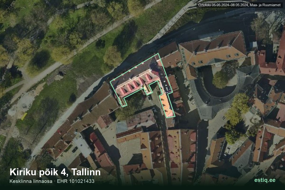 Kiriku põik 4, Tallinn – ilmakuva rakennuksesta, ääriviiva rakennusrekisteristä (EHR)