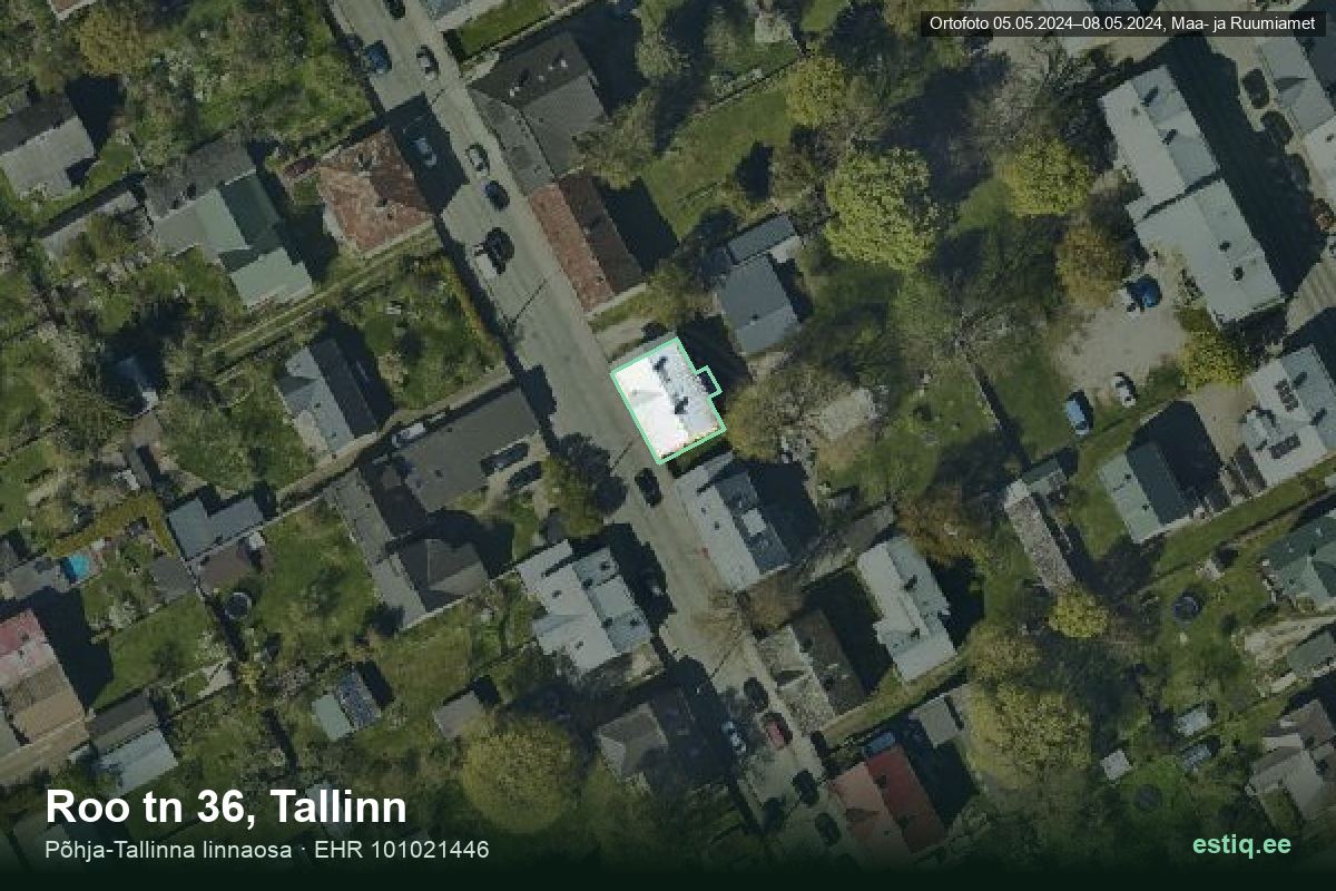 Roo tänav 36, Tallinn – aerial photo of the building, outline from the Building Register (EHR)