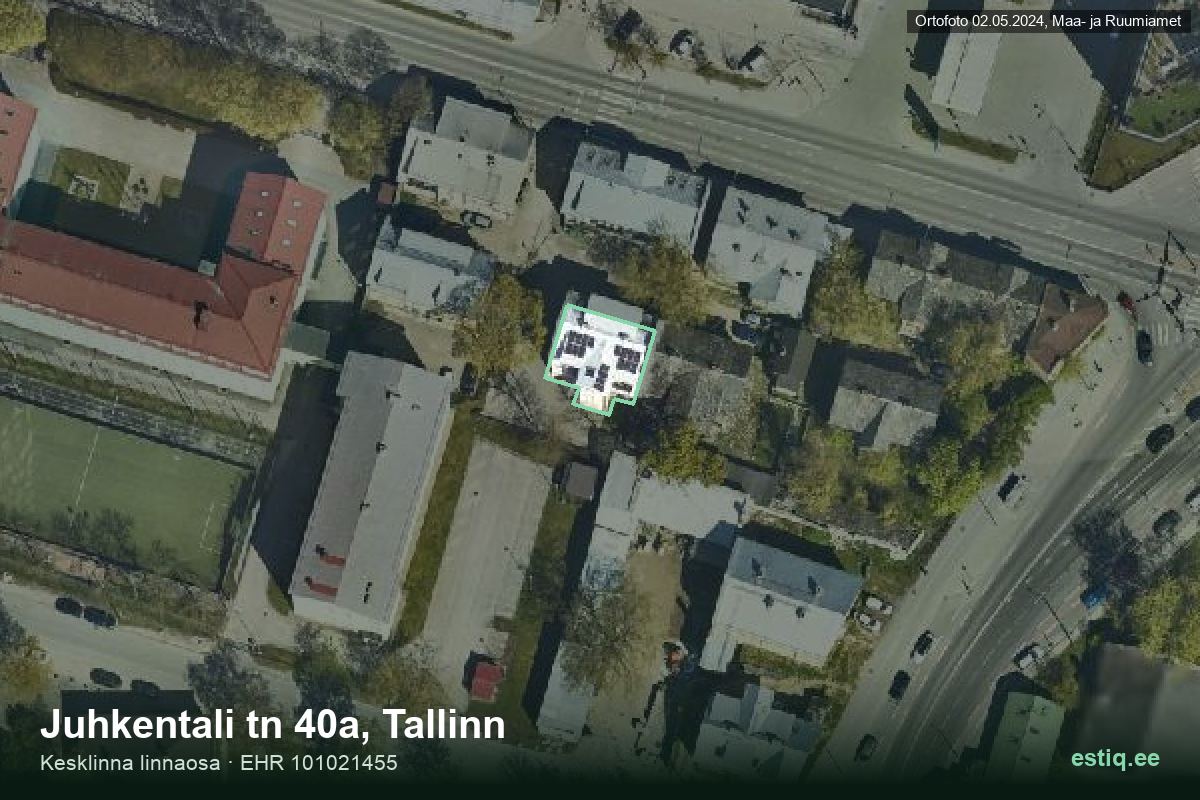 Juhkentali tänav 40a, Tallinn – ilmakuva rakennuksesta, ääriviiva rakennusrekisteristä (EHR)