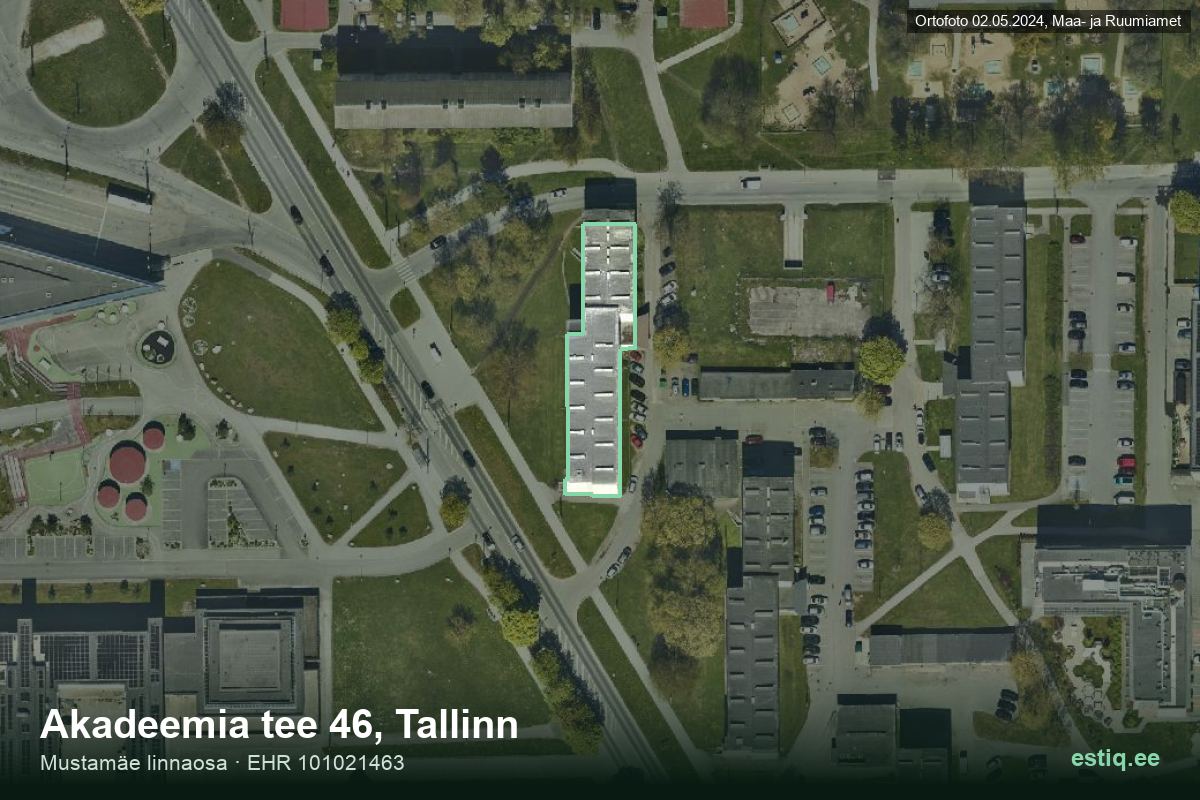 Akadeemia tee 46, Tallinn – hoone aerofoto, kontuur ehitisregistri (EHR) andmetest