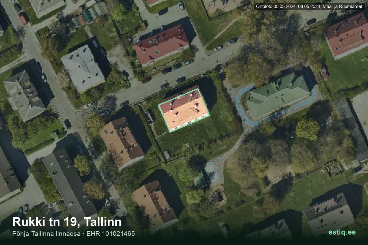 Rukki tänav 19, Tallinn – aerial photo of the building, outline from the Building Register (EHR)