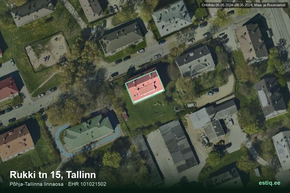 Rukki tänav 15, Tallinn – ilmakuva rakennuksesta, ääriviiva rakennusrekisteristä (EHR)