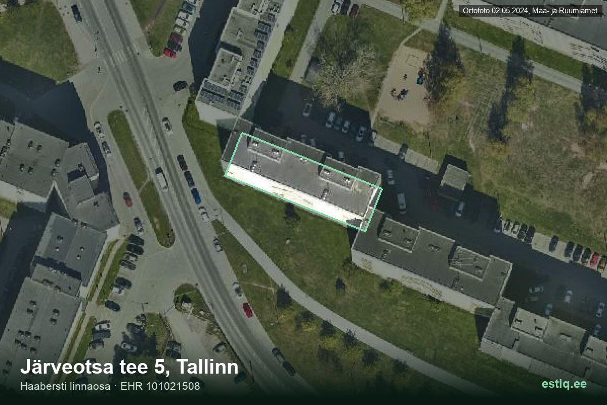 Järveotsa tee 5, Tallinn – hoone aerofoto, kontuur ehitisregistri (EHR) andmetest