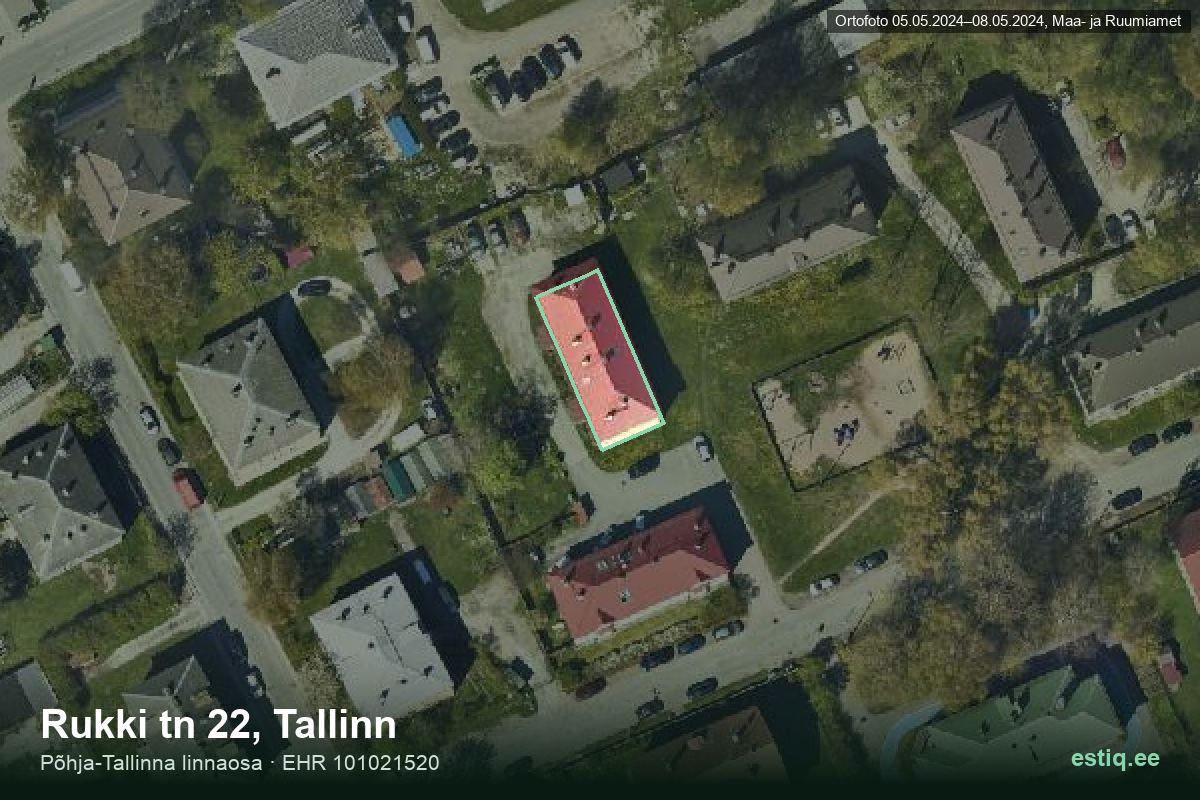 Rukki tänav 22, Tallinn – hoone aerofoto, kontuur ehitisregistri (EHR) andmetest