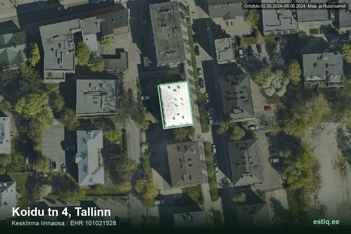 Koidu tänav 4, Tallinn – aerial photo of the building, outline from the Building Register (EHR)