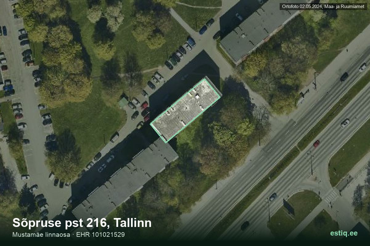 Sõpruse pst 216, Tallinn – aerial photo of the building, outline from the Building Register (EHR)