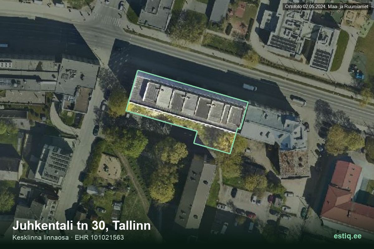Juhkentali tänav 30, Tallinn – aerial photo of the building, outline from the Building Register (EHR)