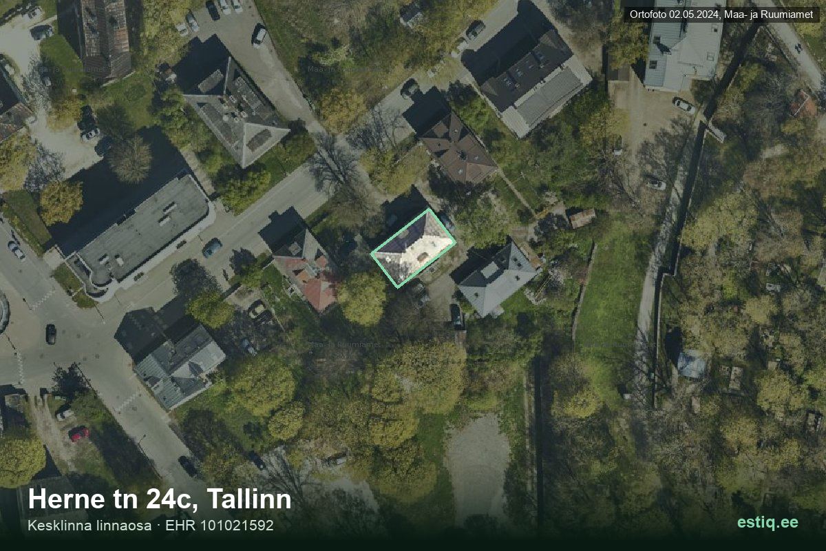 Herne tänav 24c, Tallinn – aerial photo of the building, outline from the Building Register (EHR)