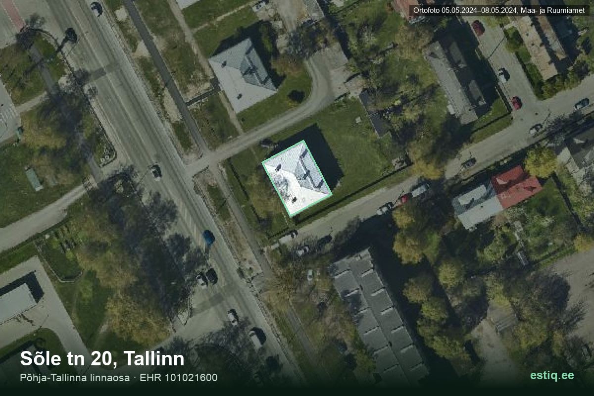 Sõle tänav 20, Tallinn – hoone aerofoto, kontuur ehitisregistri (EHR) andmetest