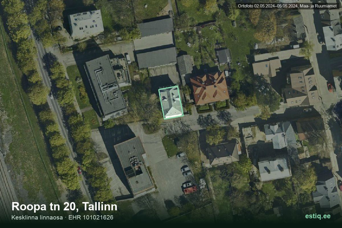 Roopa tänav 20, Tallinn – ilmakuva rakennuksesta, ääriviiva rakennusrekisteristä (EHR)