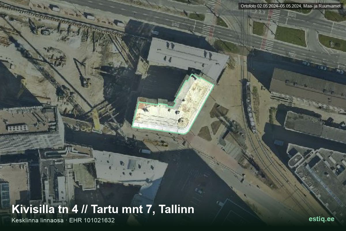 Kivisilla tänav 4, Tallinn – аэрофото дома, контур по данным регистра строений (EHR)