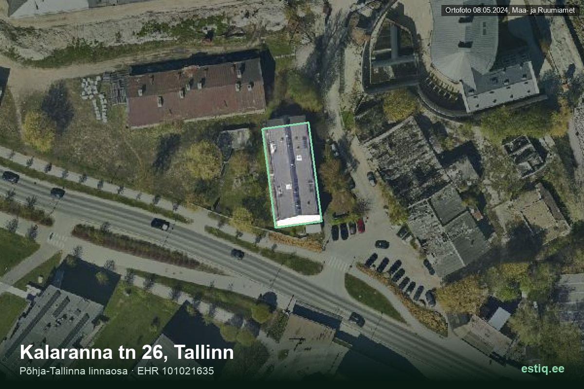 Kalaranna tänav 26, Tallinn – hoone aerofoto, kontuur ehitisregistri (EHR) andmetest
