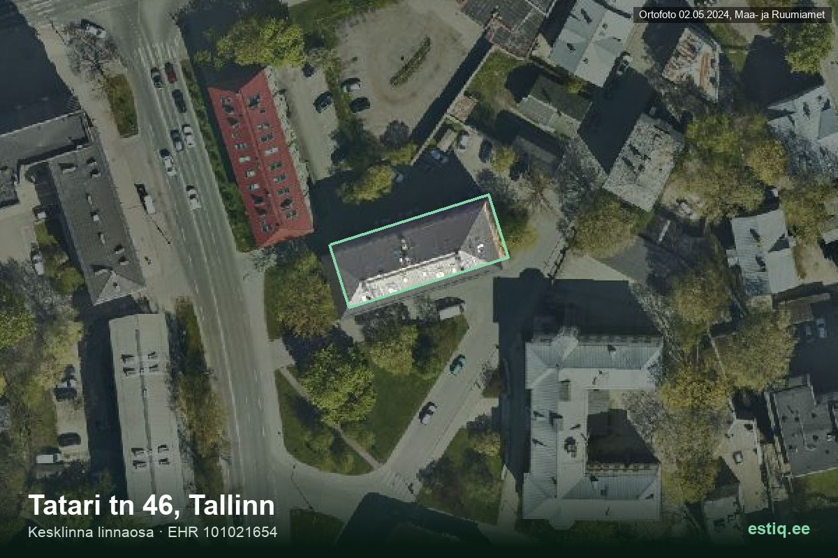 Tatari tänav 46, Tallinn – ilmakuva rakennuksesta, ääriviiva rakennusrekisteristä (EHR)