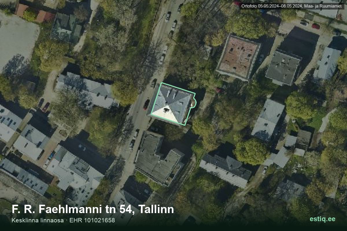 F. R. Faehlmanni tänav 54, Tallinn – aerial photo of the building, outline from the Building Register (EHR)