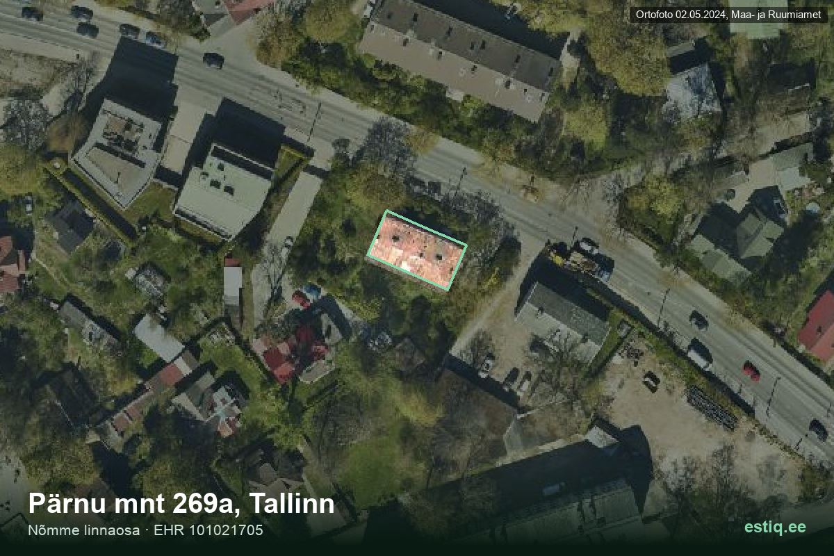 Pärnu mnt 269a, Tallinn – hoone aerofoto, kontuur ehitisregistri (EHR) andmetest