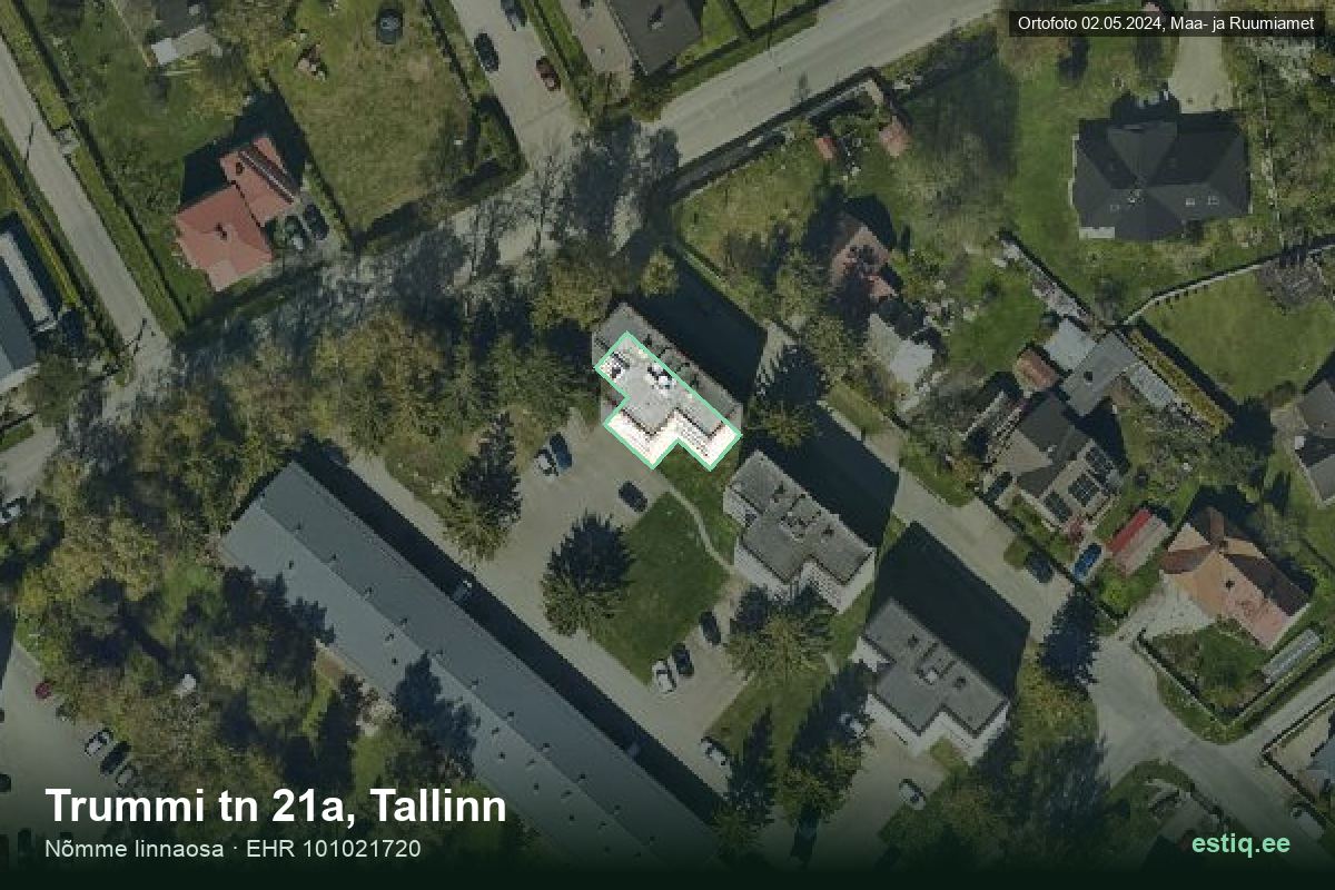 Trummi tänav 21a, Tallinn – hoone aerofoto, kontuur ehitisregistri (EHR) andmetest