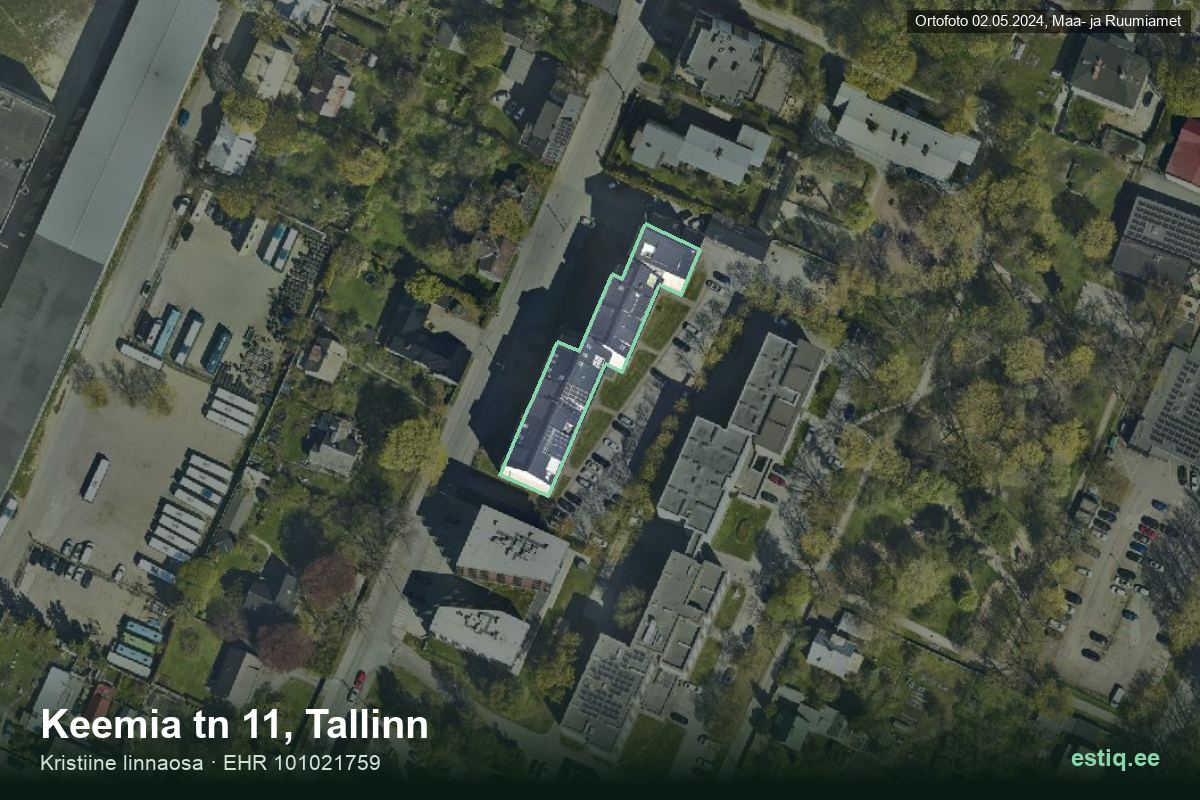 Keemia tänav 11, Tallinn – hoone aerofoto, kontuur ehitisregistri (EHR) andmetest