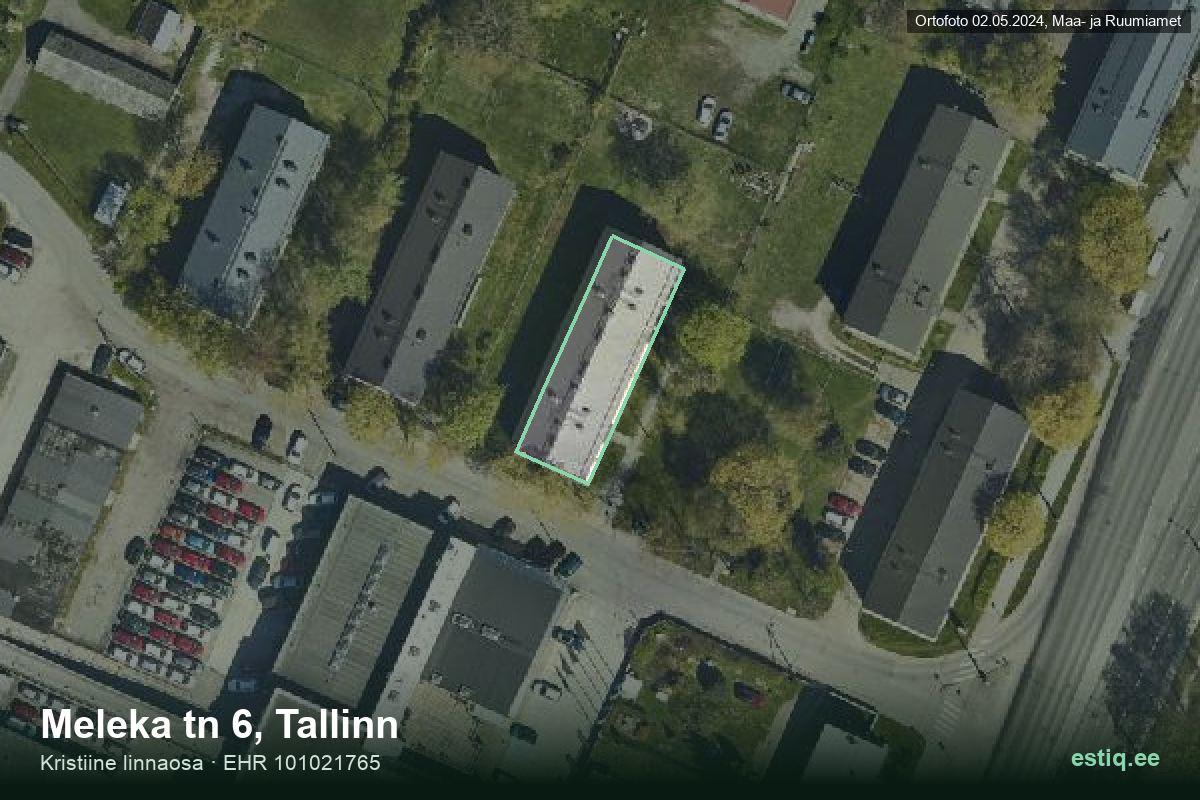 Meleka tänav 6, Tallinn – ilmakuva rakennuksesta, ääriviiva rakennusrekisteristä (EHR)