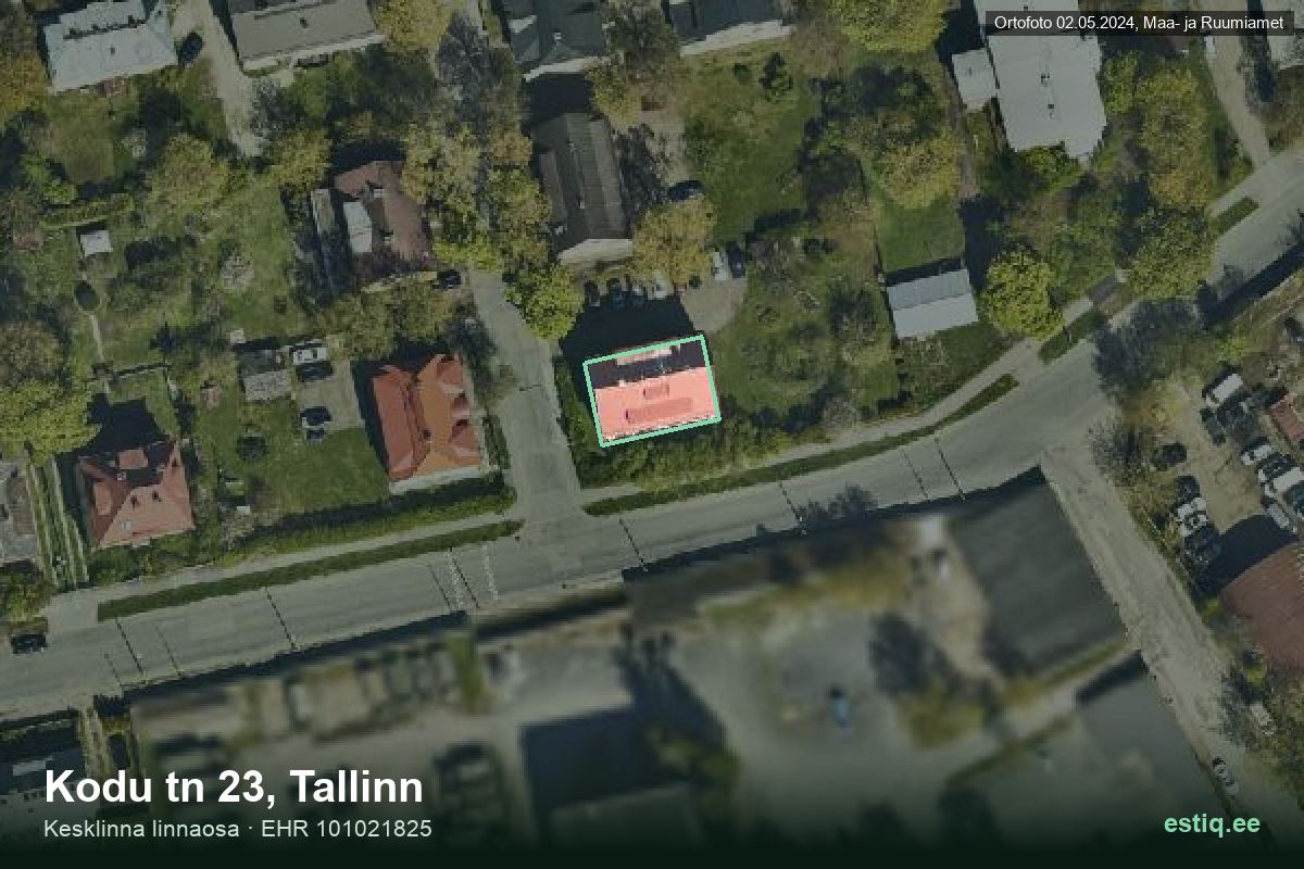 Kodu tänav 23, Tallinn – hoone aerofoto, kontuur ehitisregistri (EHR) andmetest