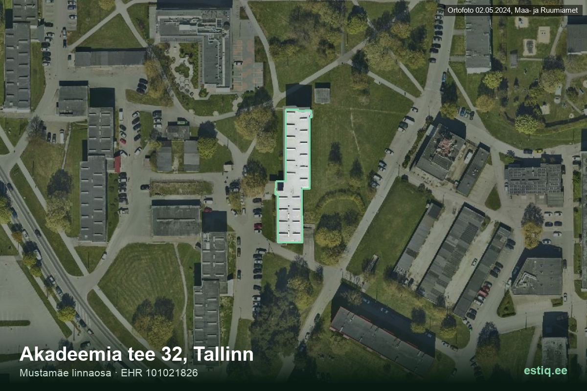 Akadeemia tee 32, Tallinn – hoone aerofoto, kontuur ehitisregistri (EHR) andmetest