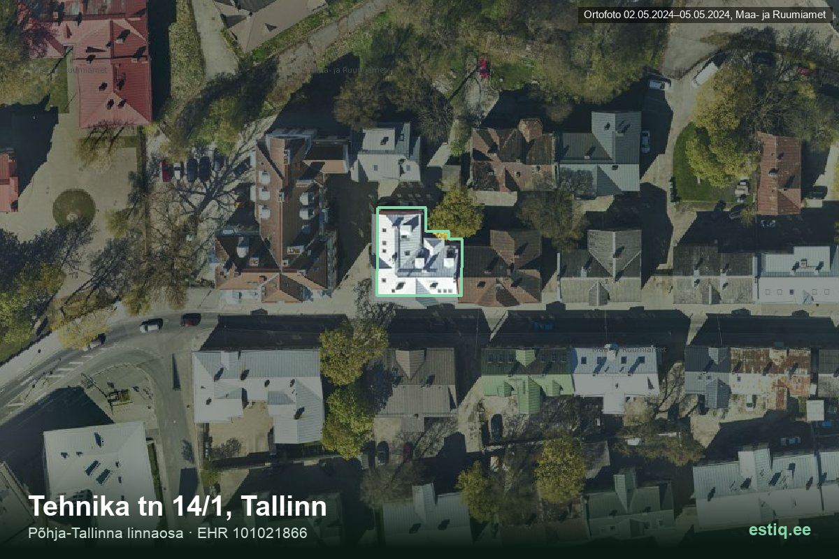 Tehnika tänav 14/1, Tallinn – hoone aerofoto, kontuur ehitisregistri (EHR) andmetest