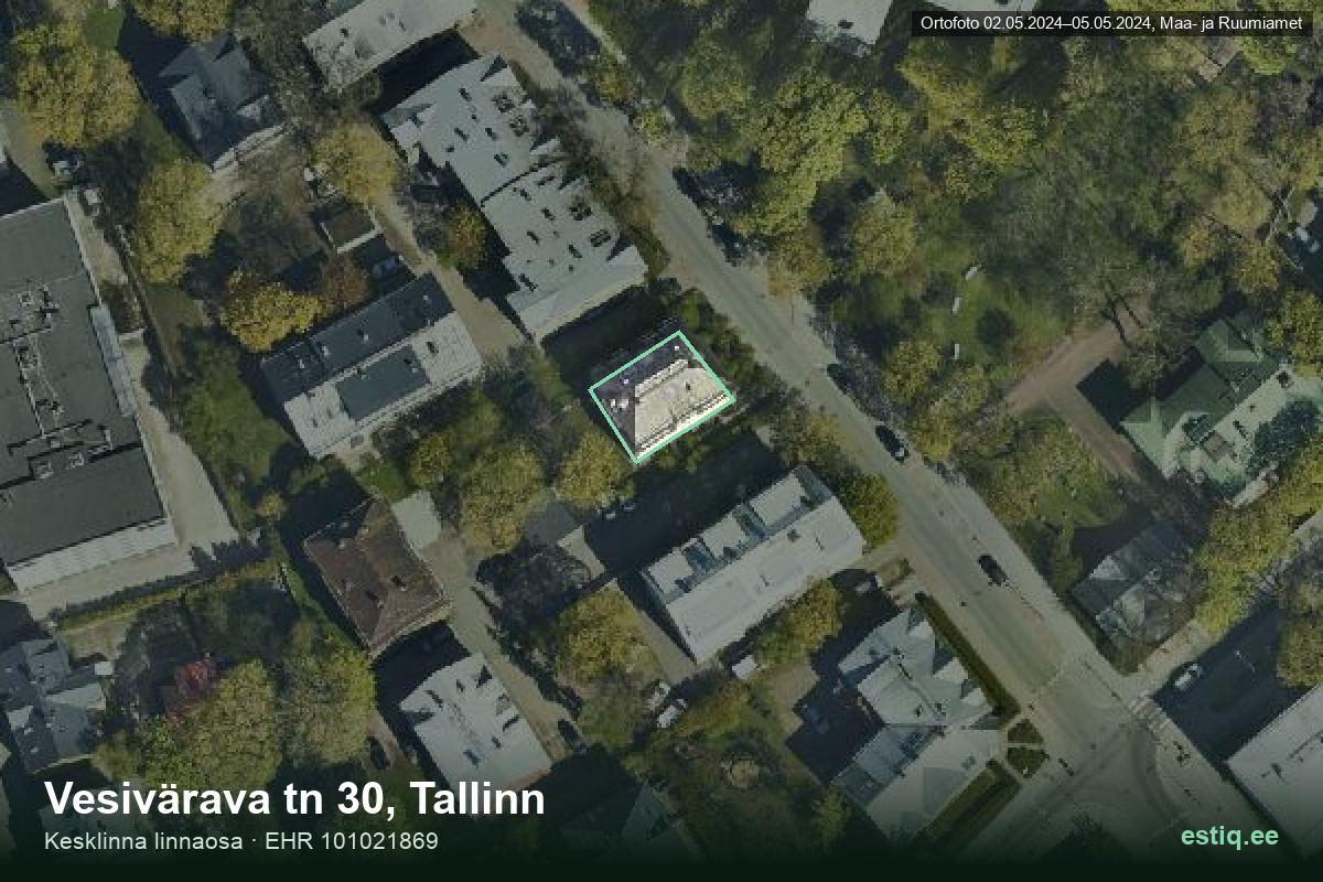 Vesivärava tänav 30, Tallinn – hoone aerofoto, kontuur ehitisregistri (EHR) andmetest