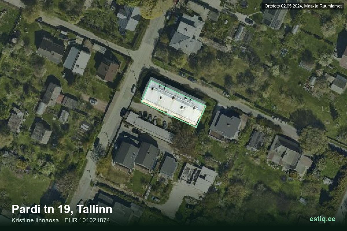 Pardi tänav 19, Tallinn – ilmakuva rakennuksesta, ääriviiva rakennusrekisteristä (EHR)