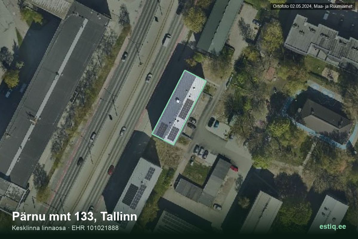Pärnu mnt 133, Tallinn – hoone aerofoto, kontuur ehitisregistri (EHR) andmetest