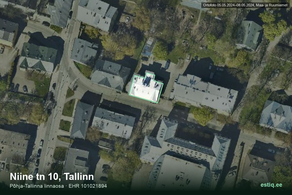 Niine tänav 10, Tallinn – hoone aerofoto, kontuur ehitisregistri (EHR) andmetest