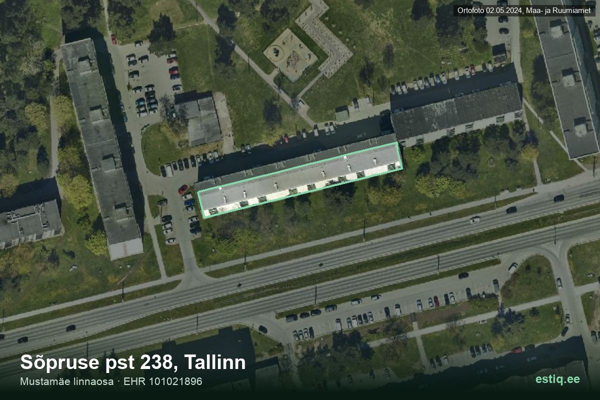 Sõpruse pst 238, Tallinn – aerial photo of the building, outline from the Building Register (EHR)