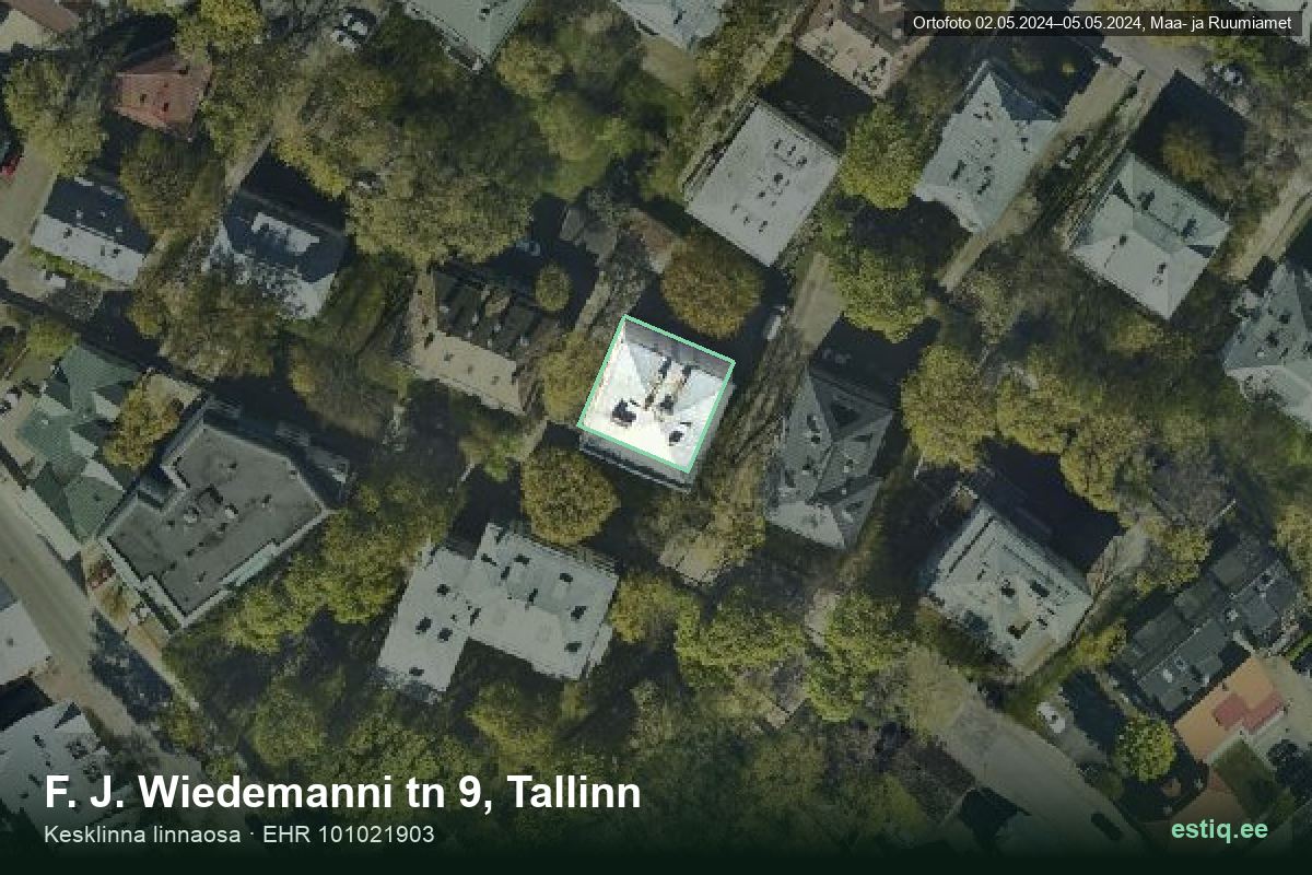 F. J. Wiedemanni tänav 9, Tallinn – aerial photo of the building, outline from the Building Register (EHR)