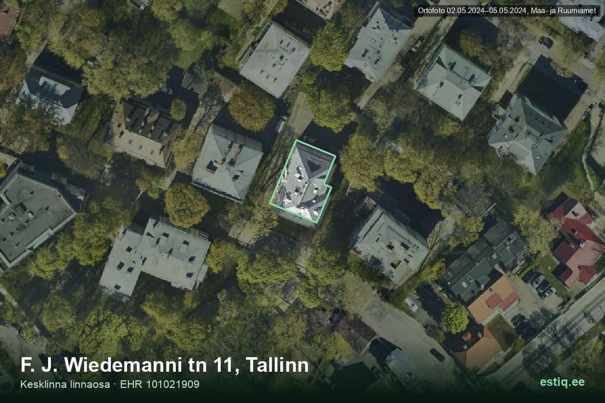F. J. Wiedemanni tänav 11, Tallinn – aerial photo of the building, outline from the Building Register (EHR)