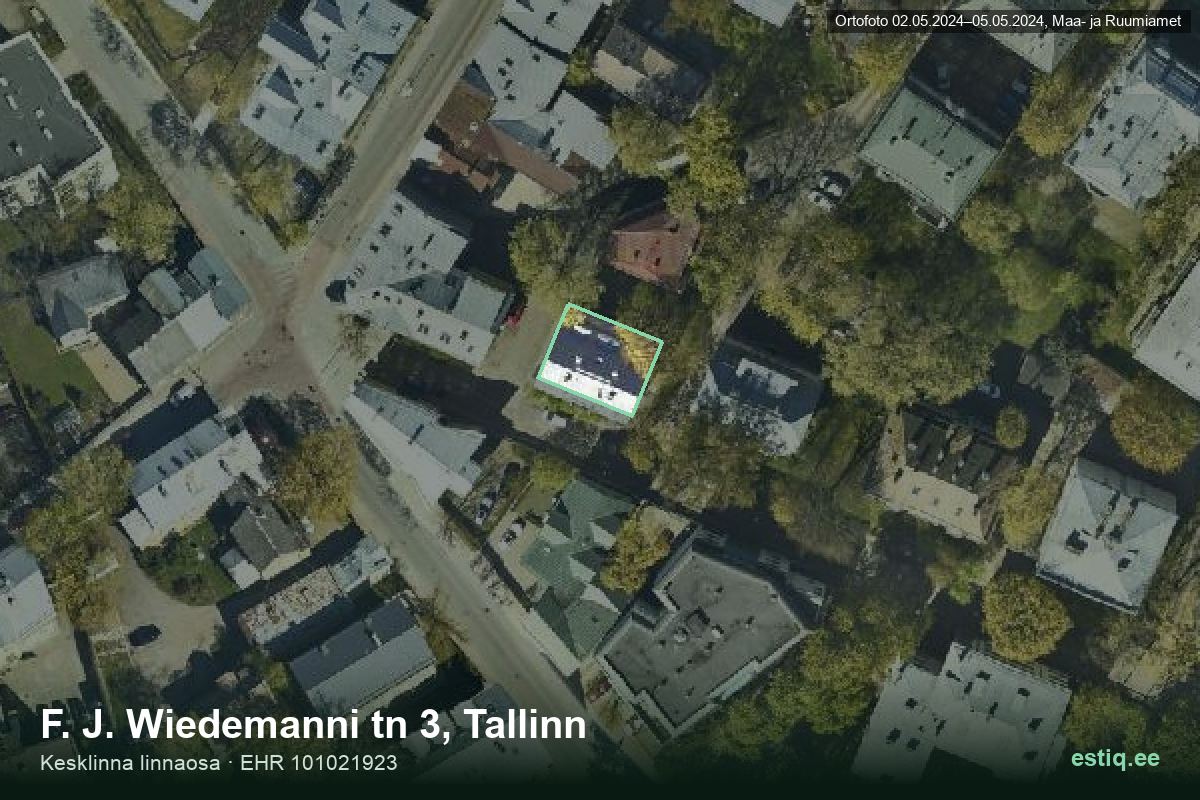 F. J. Wiedemanni tänav 3, Tallinn – aerial photo of the building, outline from the Building Register (EHR)