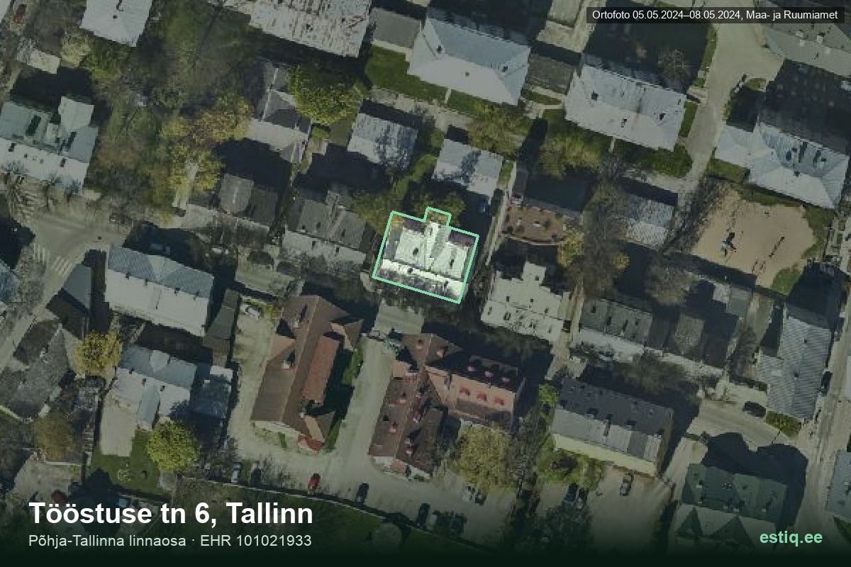 Tööstuse tänav 6, Tallinn – hoone aerofoto, kontuur ehitisregistri (EHR) andmetest