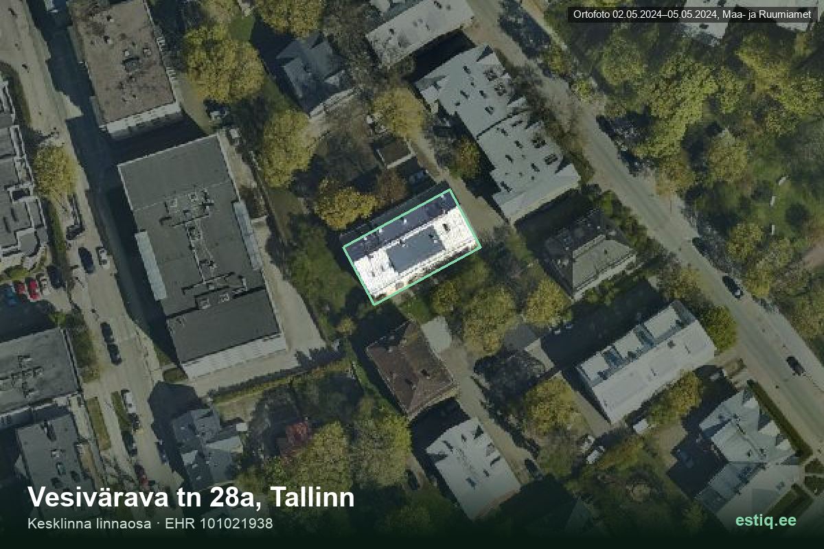 Vesivärava tänav 28a, Tallinn – hoone aerofoto, kontuur ehitisregistri (EHR) andmetest