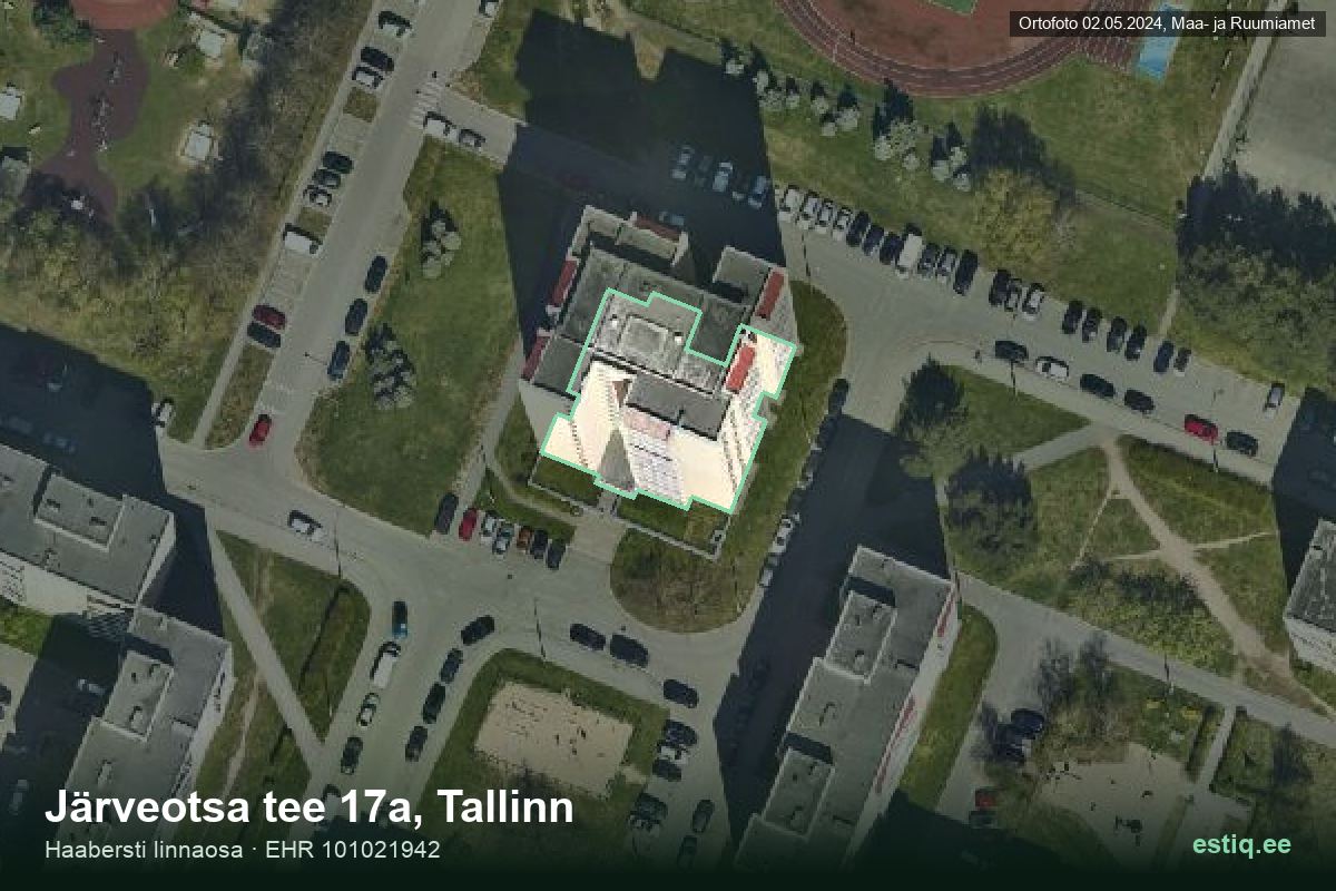 Järveotsa tee 17a, Tallinn – hoone aerofoto, kontuur ehitisregistri (EHR) andmetest