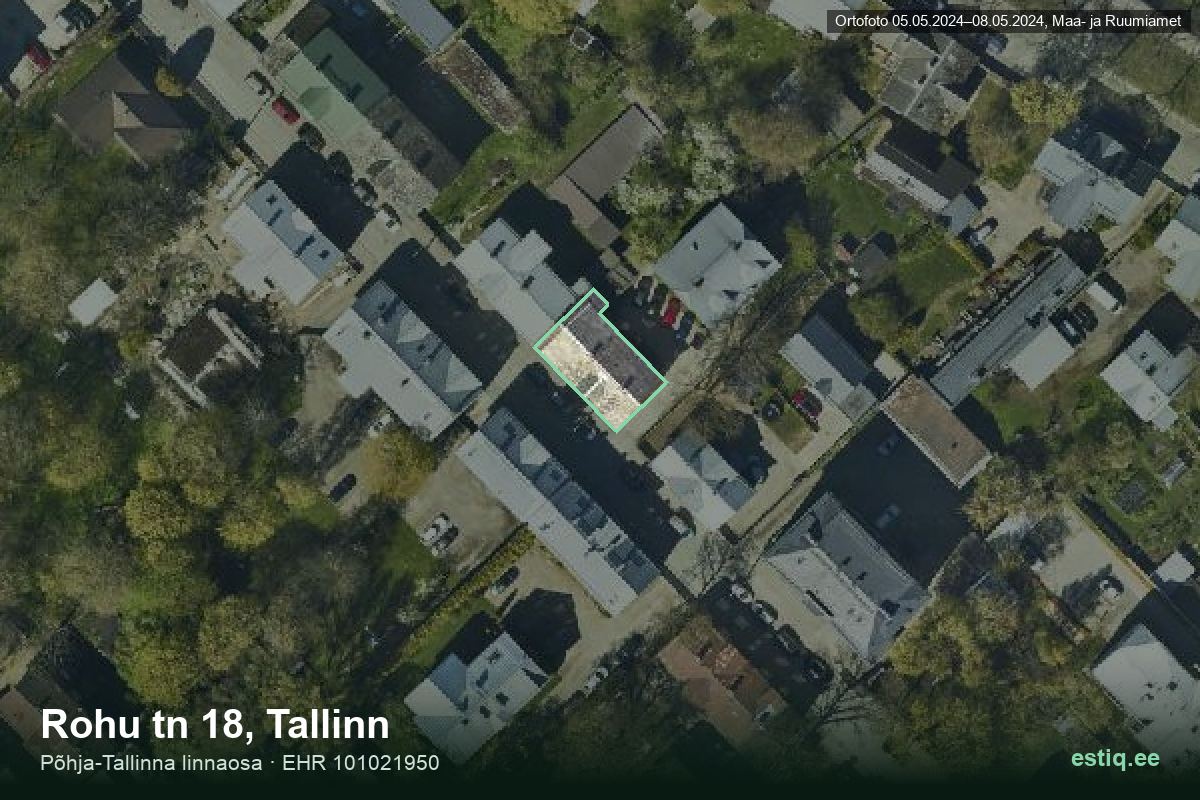 Rohu tänav 18, Tallinn – hoone aerofoto, kontuur ehitisregistri (EHR) andmetest