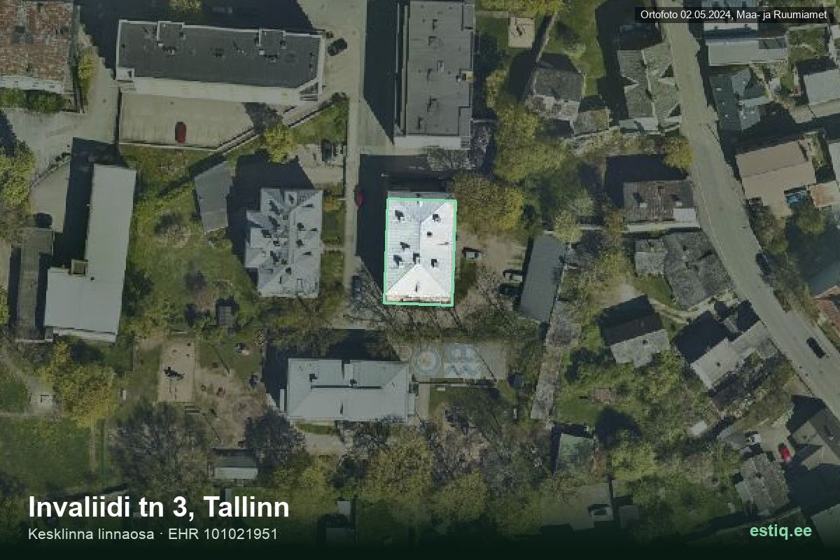 Invaliidi tänav 3, Tallinn – aerial photo of the building, outline from the Building Register (EHR)