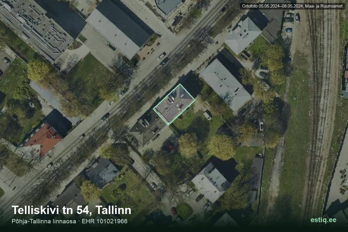 Telliskivi tänav 54, Tallinn – hoone aerofoto, kontuur ehitisregistri (EHR) andmetest