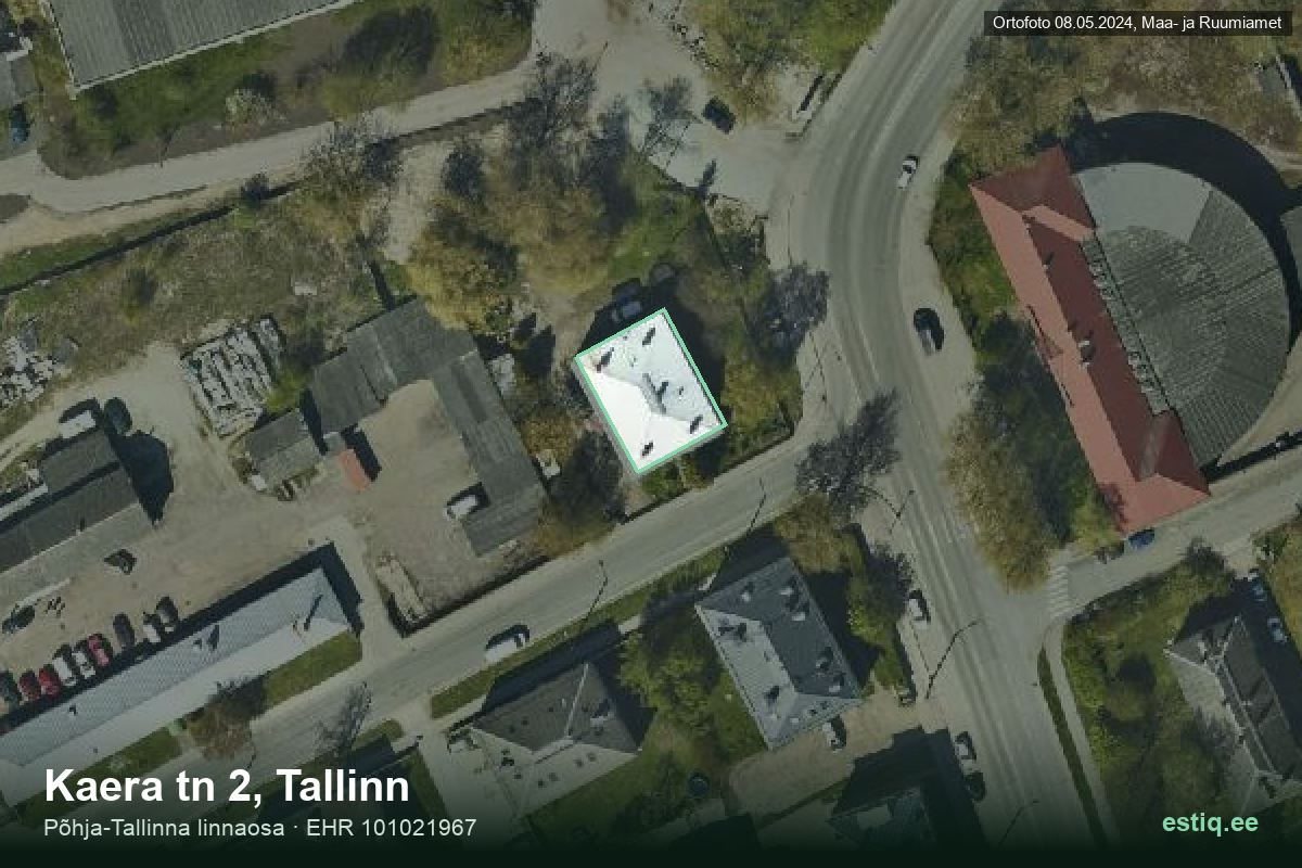 Kaera tänav 2, Tallinn – hoone aerofoto, kontuur ehitisregistri (EHR) andmetest