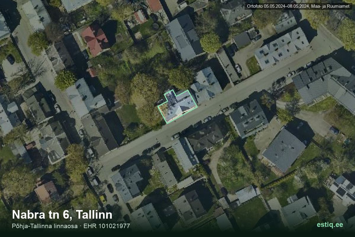 Nabra tänav 6, Tallinn – ilmakuva rakennuksesta, ääriviiva rakennusrekisteristä (EHR)