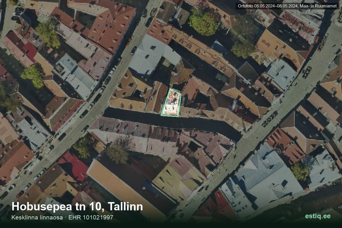Hobusepea tänav 10, Tallinn – aerial photo of the building, outline from the Building Register (EHR)