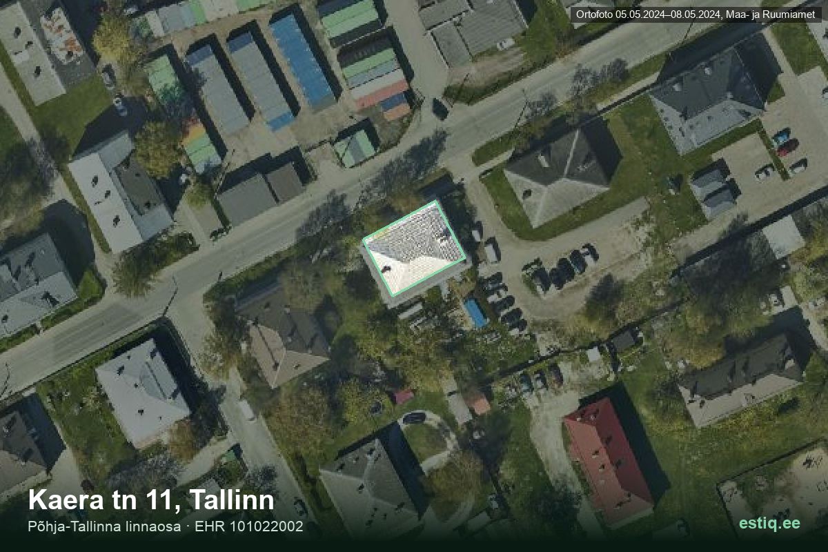 Kaera tänav 11, Tallinn – hoone aerofoto, kontuur ehitisregistri (EHR) andmetest